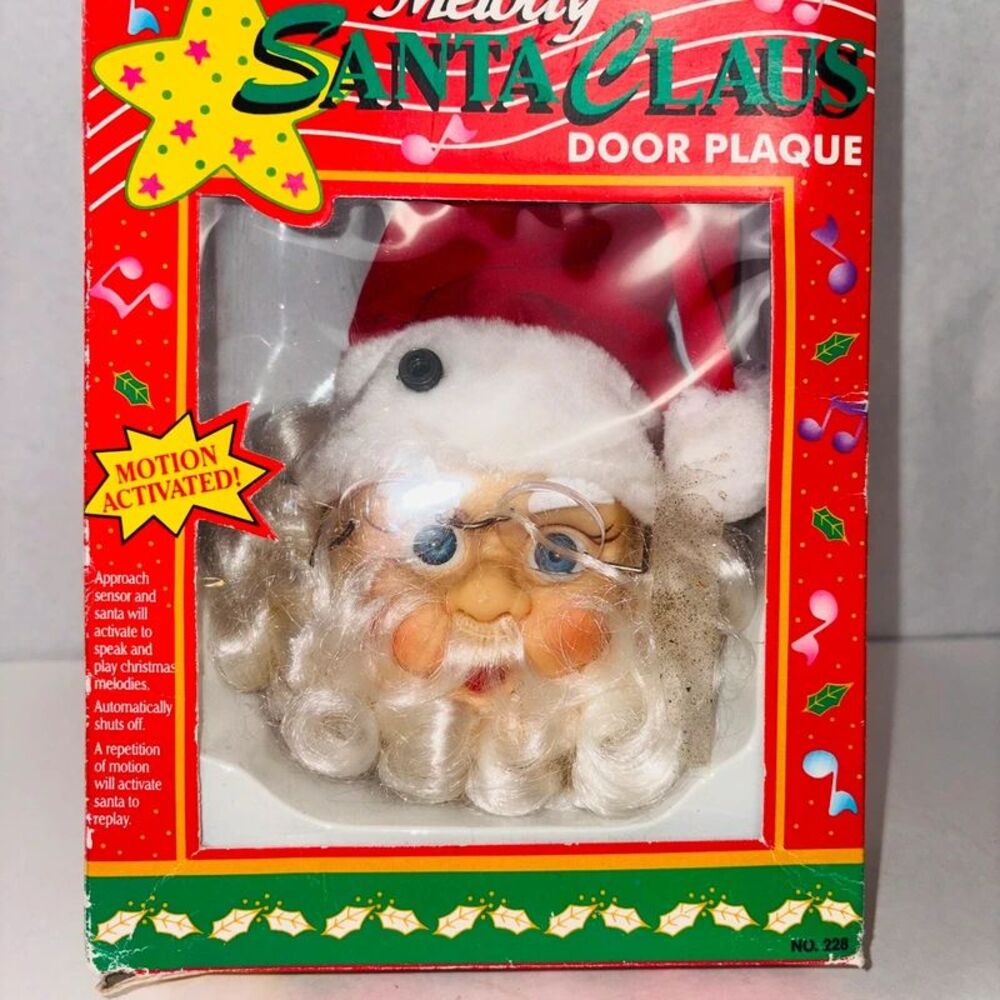 Motion Activated Melody Santa Claus Door Plaque in original box